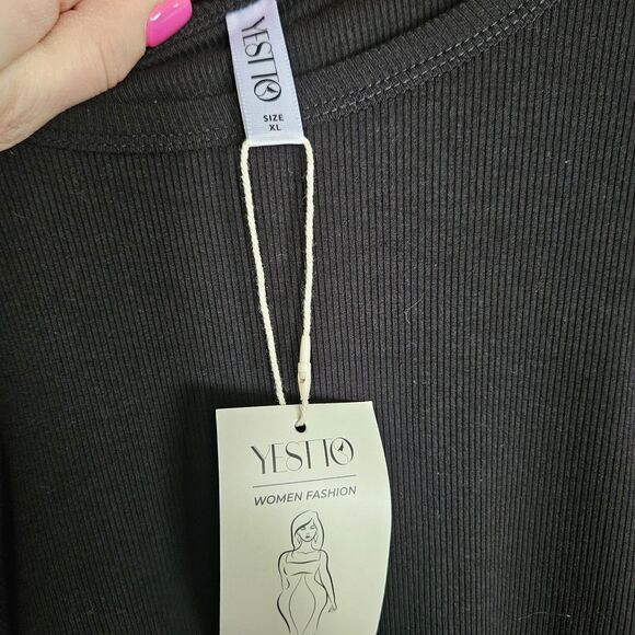 NWT Black Contour Ruched Cutout Midi Dress Women’s Size Large Stretch Bodycon - Picture 2 of 5